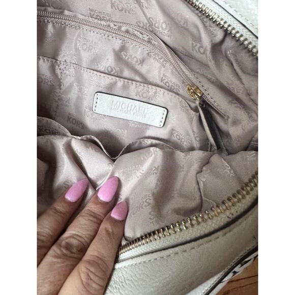 MICHAEL KORS GLADSTONE LARGE white LEATHER TOP ZIP LOGO SATCHEL (PU500 - Picture 10 of 13